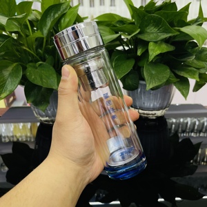 金力蓝色经典210毫升精致款玻璃泡茶杯车载便携口袋杯