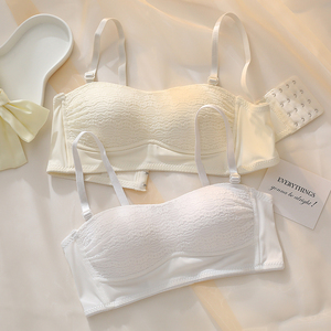 都市丽人裹胸内衣女无肩带薄款小胸聚拢收副乳少女生无钢圈大胸显