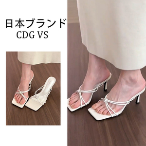 日本CDG VS法式高跟鞋女春夏季气质凉鞋气质名媛半拖百搭高跟鞋女