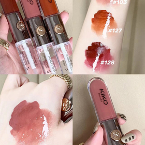 kiko 双头唇釉唇彩 _ kiko双头唇釉奶茶色口红103透明裸色镜面嘟嘟唇