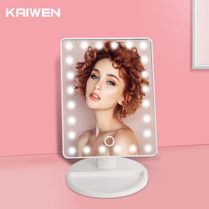 凯文24灯底座台镜10X放大智能感应USB调光带灯台式LED化妆镜