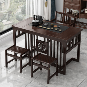 阳台茶桌椅组合茶椅子主人椅客厅新中式实木茶台套装一体家用茶几
