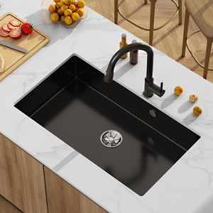 欧琳石英石一体水槽台下盆单槽厨房洗菜盆岛台吧台长方形花岗岩大