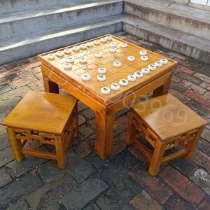 实木桌中小学生围棋桌中式两用桌椅教学象棋桌桌椅组合两用象棋桌