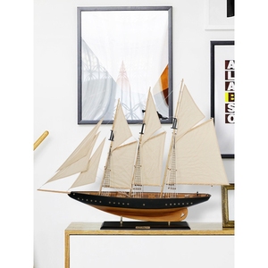 大西洋号复古地中海风格实木质帆船模型家居客厅装饰摆件年会奖品