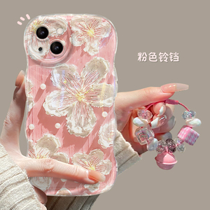 适用于苹果14手机壳iPhone15promax个性创意13pro新女款12/11油画白花8/7plus气垫波浪xr防摔xsmax保护套网红