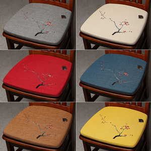 中式刺绣餐椅垫坐垫家用海绵马蹄形椅子垫实木餐桌椅垫防滑可拆洗