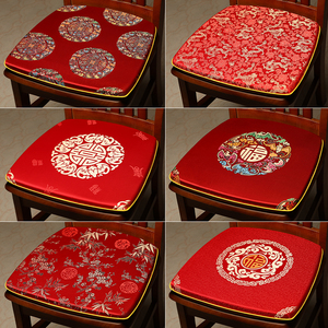 中式餐椅坐垫马蹄形实木凳子垫子防滑家用红木餐桌椅子座垫可拆洗