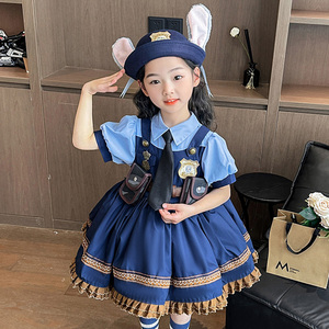 朱迪兔子警官衣服儿童迪士尼公主裙女童cos演出服夏季套装女