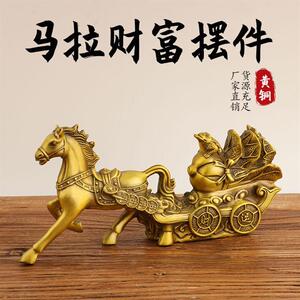 开大号铜马纯铜马拉白菜马拉车黄金万两元宝工艺品招财摆件家居