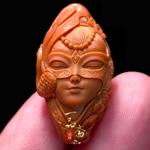 楼兰美女橄榄核单籽精品吊坠手工雕刻核雕钥匙扣挂件文玩手把件男