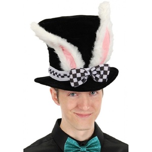 万圣节复活节丝绒帽子毛绒兔耳朵高帽 舞会装扮道具魔术师帽子
