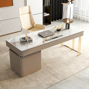 毕斐尔岩板书桌轻奢现代简约办公桌家用电脑桌椅组合书房大写字台