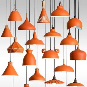 北欧工业风灯网红创意简约吧台餐厅饭店火锅店铺商用单头橙色吊灯