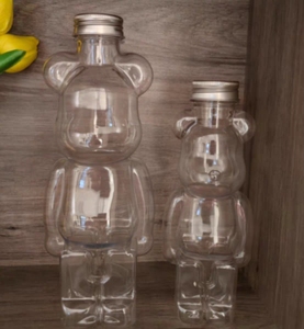 暴力熊瓶积木收纳瓶家装摆件星星罐子塑料小熊空桶透明卡通塑料