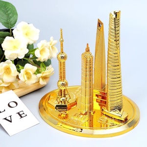 上海旅游纪念品东方明珠金茂大厦环球中心建筑套装摆件模型工艺品