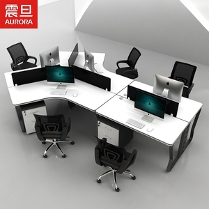 震旦AURORA办公桌简约现代3/5人6人位屏风隔断电脑卡位员工桌椅组