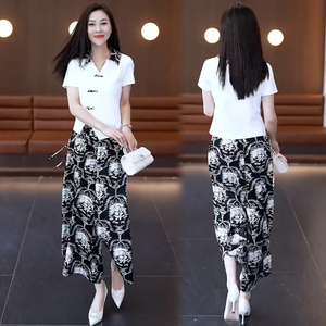 新中式国风盘扣套装女士2024夏装新款韩版宽松短袖阔腿裤裙两件套
