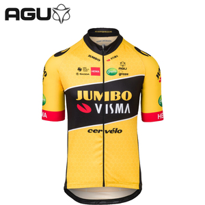 荷兰AGU Jumbo-Visma珍宝车队夏季男款短袖骑行服排汗衫弹力速干