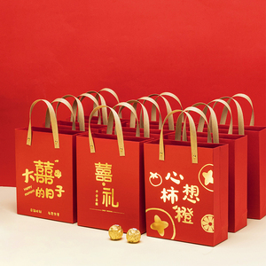 2023网红结婚喜糖袋手提袋手拎回礼袋糖果包装纸盒通用伴手礼袋子
