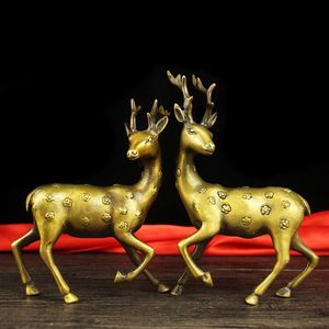纯黄铜鹿雕塑大号梅花鹿一对摆件招財家居客厅办公室装饰品礼品