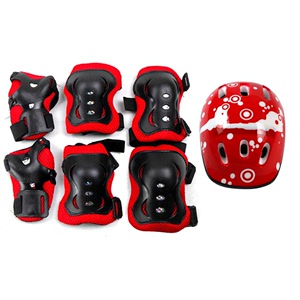 酷奇官网儿童头盔护具保护套装溜冰鞋轮滑平衡车滑板车7件套跨境