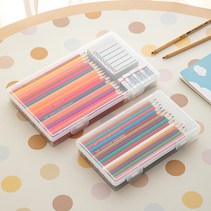 儿童彩色铅笔收纳蜡笔盒水彩笔收纳盒透明便携大容量笔袋笔盒可爱
