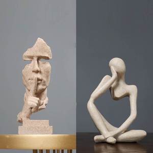 简约现代创意沉默是金工艺品摆件北欧雕塑办公室客厅艺术品装饰品