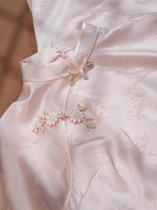 新中式女装樱花粉色民国风提花旗袍裙子夏季新款汉服改良版连衣裙