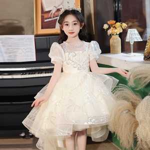 超仙女童礼服花童小女孩生日派对公主裙前短后长主持人钢琴表演服