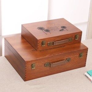 麻将收纳盒中国风长方形手提箱大容量盒子桌面复古手提家用盒子纯