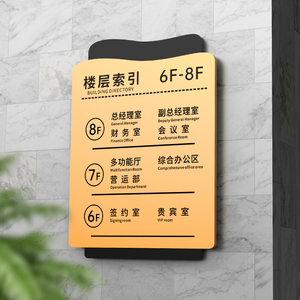 高档亚克力门牌楼层索引牌公司办公室写字楼酒店指示牌电梯导视牌提示