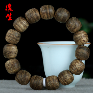 天然沉香手串 文莱沉香佛珠手链 14mm桶形珠 油脂丰富 保真