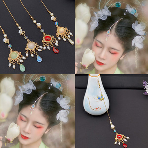 古风汉服额饰头链古装眉心坠头饰额头发饰前额流苏额链古代额头链