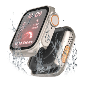 苹果手表iwatch防水保护壳钢化膜一体带后盖ultra保护套applewatch保护膜S8/7/6/5/4/3/2壳全包覆盖贴膜通用