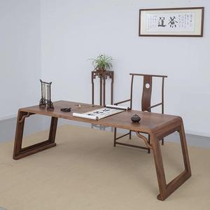 新中式书画桌老榆木禅意画桌纯实木桌子书房家具现代简约书桌茶桌