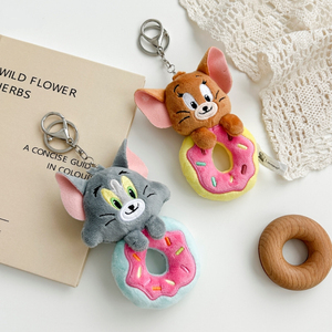 正版猫和老鼠甜甜圈公仔钥匙扣可爱毛绒玩偶情侣书包挂件小饰品