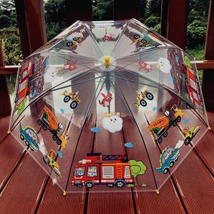 天堂伞新品消防车工程队透明儿童雨伞幼儿园创意可爱卡通宝宝学生