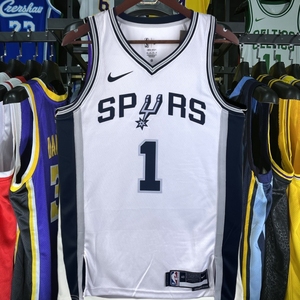 美版正品马刺队1号文班亚马 伦纳德复古城市版球衣背心篮球服套装