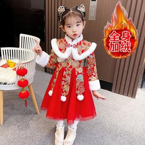 汉服女童冬季拜年服冬装套装过年宝宝衣服儿童连衣裙韩系夏季穿搭