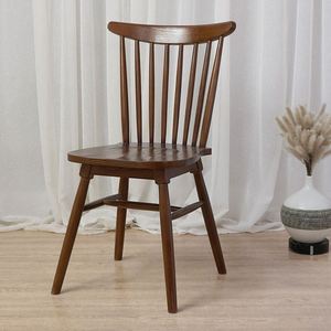 美式家用简约复古实木椅子北欧餐椅温莎椅休闲餐桌椅咖啡厅靠背椅