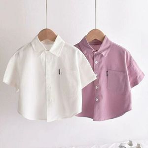 男童短袖衬衫白色2024新款韩版夏季薄款儿童衬衣宝宝上衣洋气夏装