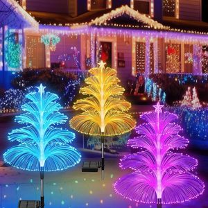 太阳能户外水母灯防水七彩变色光纤圣诞树庭院花园景观地插草坪灯