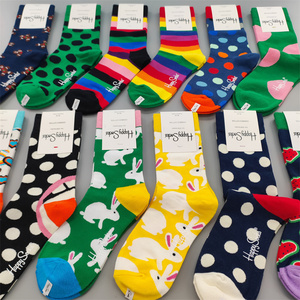 happysocks旗舰店中筒袜子新款爆款女瑞典潮牌HS纯棉百搭四季款袜