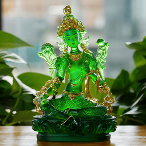 琉璃绿度母佛像观世音菩萨居家供奉藏传密宗贴金彩绘多尺寸摆件