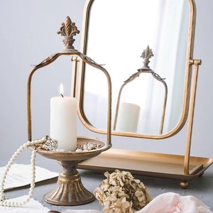 桌面摆件蜡烛台欧式复古做旧铁艺高档轻奢道具法式玄关客厅装饰品