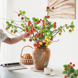 仿真柿子装饰摆件柿子果实树脂柿柿如意室内客厅插花造景花束盆栽