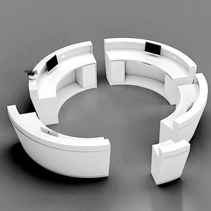 现代简约半圆吧台烤漆半圆弧形前台柜接待桌医院政务中心大厅咨询