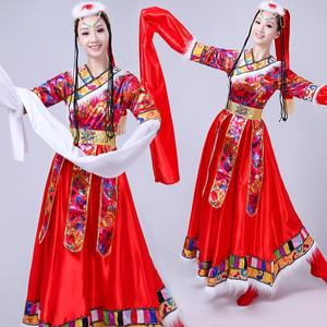 新款藏族舞蹈服演出服装女成人藏式广场舞套装西藏衣服民族风水袖