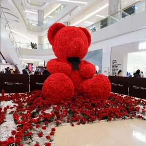 玫瑰熊永生花巨型大熊抱抱熊花束情人节商场广场熊造型美陈礼物